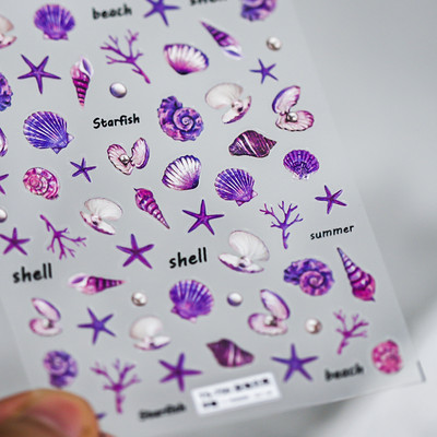 Nyári strand aranyos rajzfilm 5D puha domborművek öntapadó körömdíszítés matricák tengeri ünnep nő 3D köröm matricák nagykereskedés