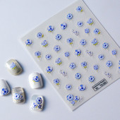 Cvjetovi plave anemone 5D meki reljefni reljefi Samoljepljive naljepnice za nokte Tratinčica Bijelo zvono Orhideja Naljepnice za manikuru Veleprodaja