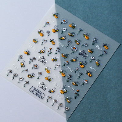 Cvjetovi plave anemone 5D meki reljefni reljefi Samoljepljive naljepnice za nokte Tratinčica Bijelo zvono Orhideja Naljepnice za manikuru Veleprodaja