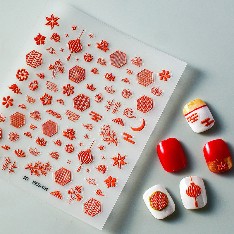 Αυτοκόλλητο αυτοκόλλητο αυτοκόλλητο νυχιών με παραδοσιακό σχέδιο με 5D ανάγλυφο σύννεφο, Delicate μανικιούρ Decal Decal