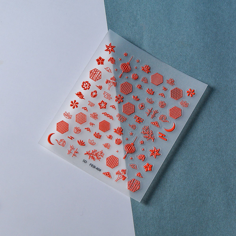 Αυτοκόλλητο αυτοκόλλητο αυτοκόλλητο νυχιών με παραδοσιακό σχέδιο με 5D ανάγλυφο σύννεφο, Delicate μανικιούρ Decal Decal