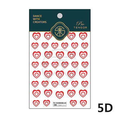 Südamelöögi signaal punane armastus südame disain 5D reljeefne isekleepuv küünte kunsti kleebis armas 3D maniküüri kleebis meik DIY naine