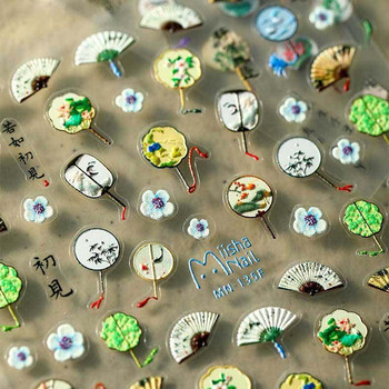 Античен стил Китайски йероглифи Китайски стикери за нокти Антични стикери за нокти Вентилаторни стикери за нокти Декорации за изкуство за нокти