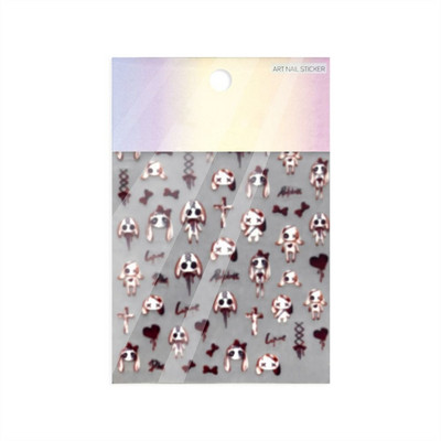 1 list jednostavnih 5D naljepnica za nokte Elegantni modni reljefni ukrasi za nokte Kreativni zečići naljepnice za nokte