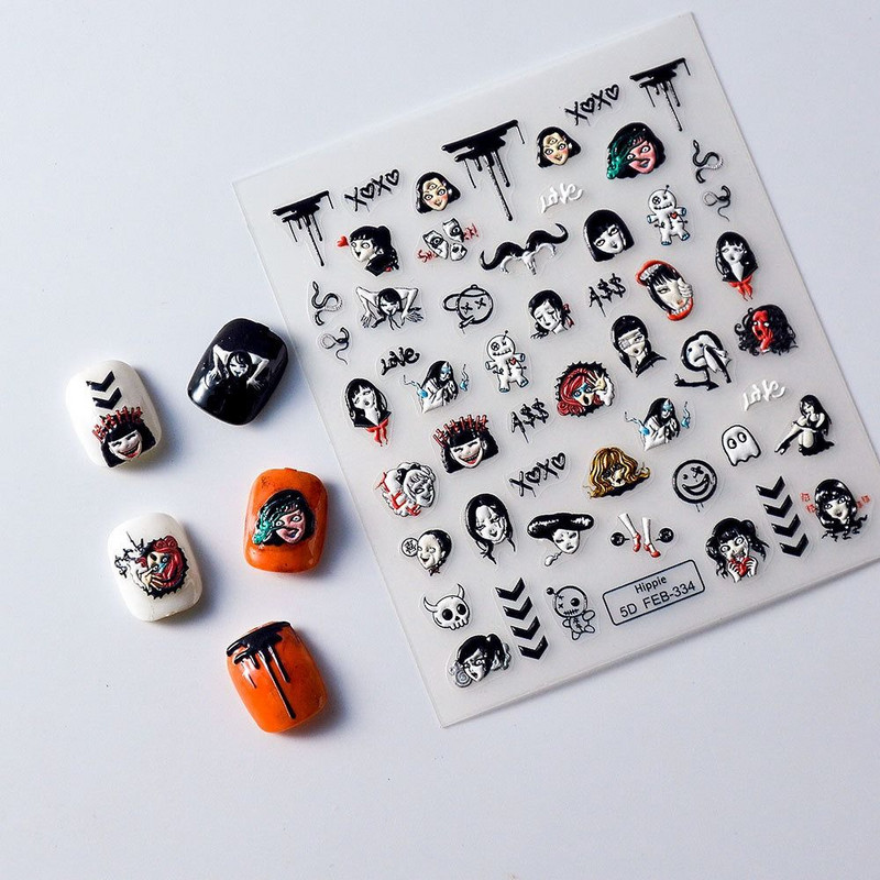 1 list jednostavnih 5D naljepnica za nokte Elegantni modni reljefni ukrasi za nokte Kreativni zečići naljepnice za nokte
