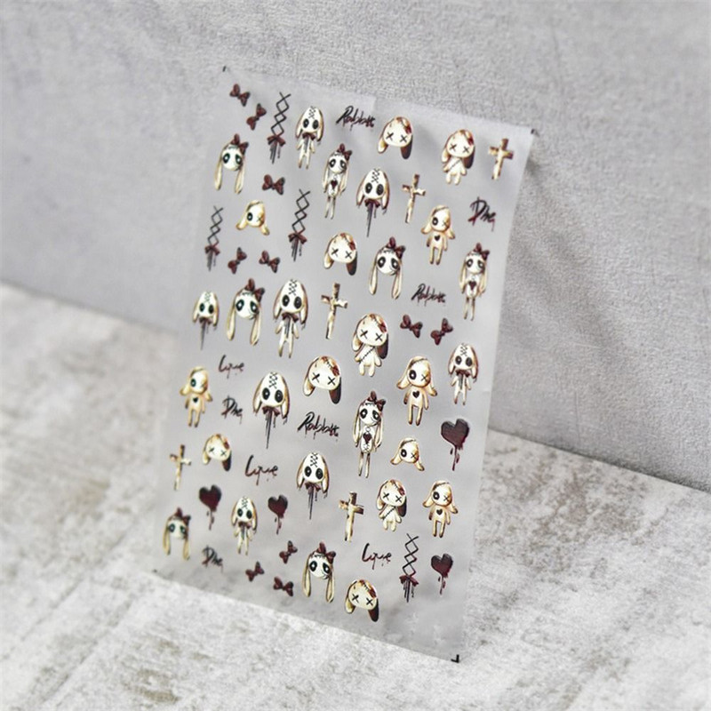 1 list jednostavnih 5D naljepnica za nokte Elegantni modni reljefni ukrasi za nokte Kreativni zečići naljepnice za nokte