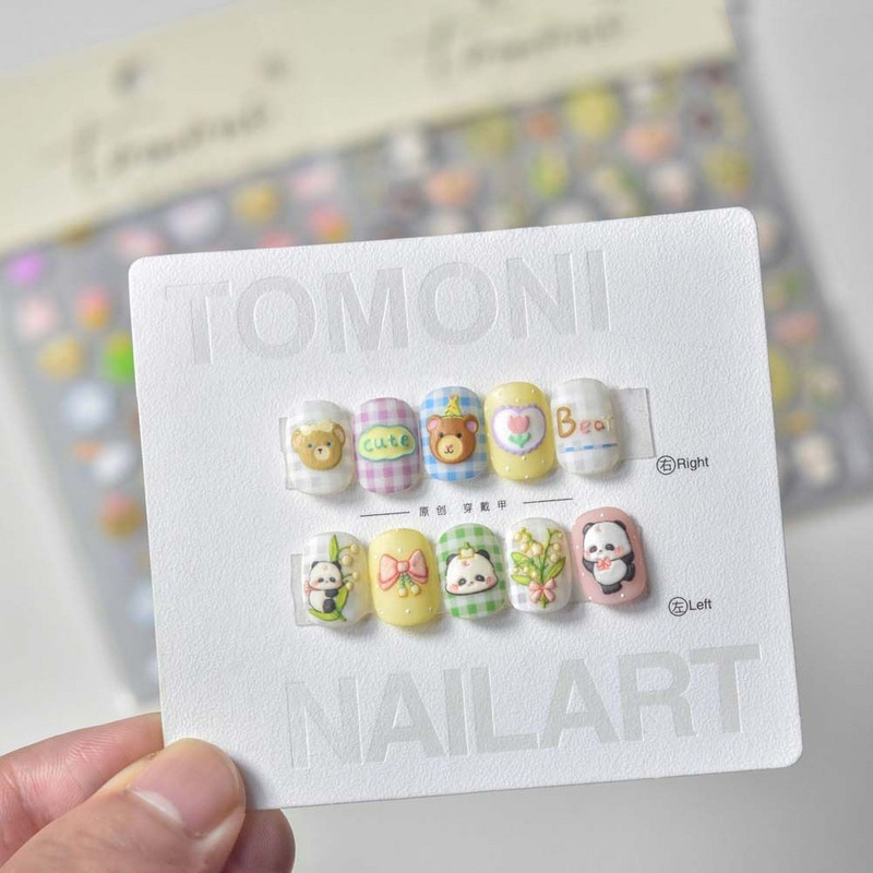 Autocolante de desene animate Autocolante pentru unghii Relief Iepure Panda Accesorii pentru unghii Ursul Animal Decoratiuni pentru unghii DIY Nail Art