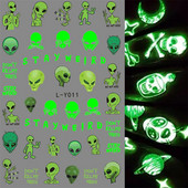 Novatoriški šviečiantys voratinklio nagų dailės lipdukai Noctilucent švytintys nagų lipdukai švyti tamsoje Lipnūs nagų lipdukai 3d Linksmi