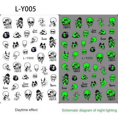 Novatoriški šviečiantys voratinklio nagų dailės lipdukai Noctilucent švytintys nagų lipdukai švyti tamsoje Lipnūs nagų lipdukai 3d Linksmi