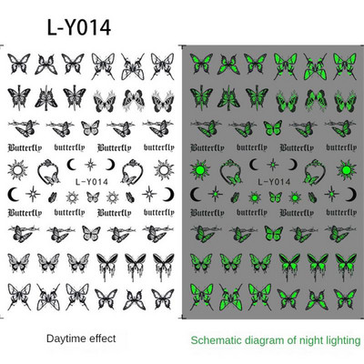 Novatoriški šviečiantys voratinklio nagų dailės lipdukai Noctilucent švytintys nagų lipdukai švyti tamsoje Lipnūs nagų lipdukai 3d Linksmi