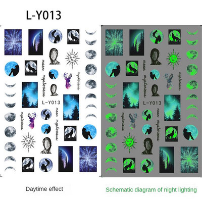 Novatoriški šviečiantys voratinklio nagų dailės lipdukai Noctilucent švytintys nagų lipdukai švyti tamsoje Lipnūs nagų lipdukai 3d Linksmi