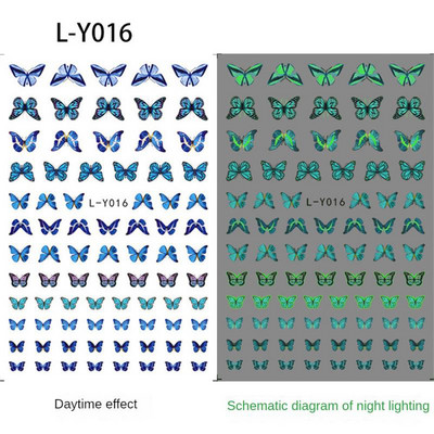 Novatoriški šviečiantys voratinklio nagų dailės lipdukai Noctilucent švytintys nagų lipdukai švyti tamsoje Lipnūs nagų lipdukai 3d Linksmi