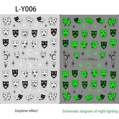 Novatoriški šviečiantys voratinklio nagų dailės lipdukai Noctilucent švytintys nagų lipdukai švyti tamsoje Lipnūs nagų lipdukai 3d Linksmi