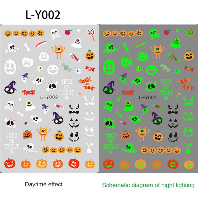 Uuenduslik helendav ämblikuvõrgu küünekleebis Noctilucent hõõguv küünte kleebis pimedas helendav kleepuv küünekleebised 3D lõbus