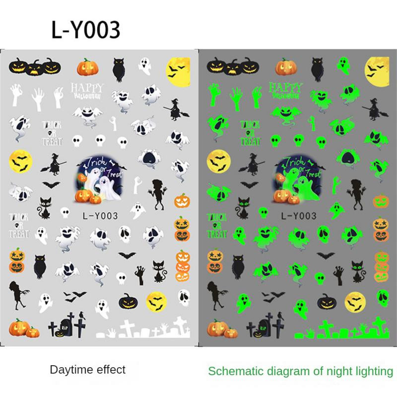 Uuenduslik helendav ämblikuvõrgu küünekleebis Noctilucent hõõguv küünte kleebis pimedas helendav kleepuv küünekleebised 3D lõbus