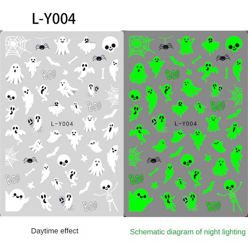 Uuenduslik helendav ämblikuvõrgu küünekleebis Noctilucent hõõguv küünte kleebis pimedas helendav kleepuv küünekleebised 3D lõbus