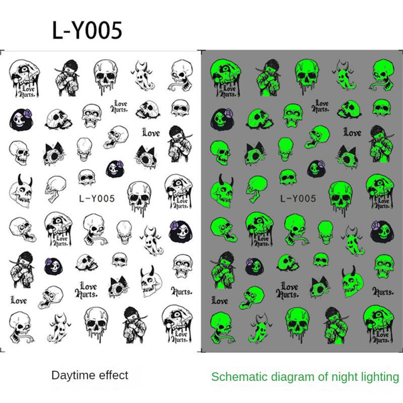 Uuenduslik helendav ämblikuvõrgu küünekleebis Noctilucent hõõguv küünte kleebis pimedas helendav kleepuv küünekleebised 3D lõbus