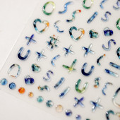 Šareni plavo-zeleni oreol za bojanje u želeu 5D mekani reljefi Samoljepljiva naljepnica za nokte Zvijezda Ljubavno srce 3D naljepnice za manikuru