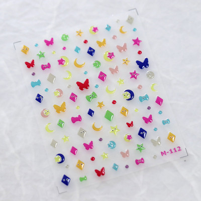 Šareni plavo-zeleni oreol za bojanje u želeu 5D mekani reljefi Samoljepljiva naljepnica za nokte Zvijezda Ljubavno srce 3D naljepnice za manikuru