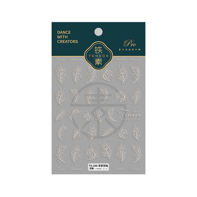 Decal pentru apă Manichiură de vară Folii autoadezive pentru unghii Autocolant pentru unghii gravat 5D Autocolant pentru unghii cu pene Decorare pentru unghii