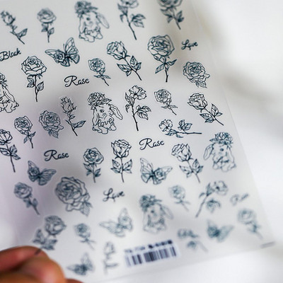 Izvrsna aplikacija, zec, leptir, naljepnica za nokte, ruža, naljepnice za nokte, dodaci za manikuru DIY ukrasi za nokte