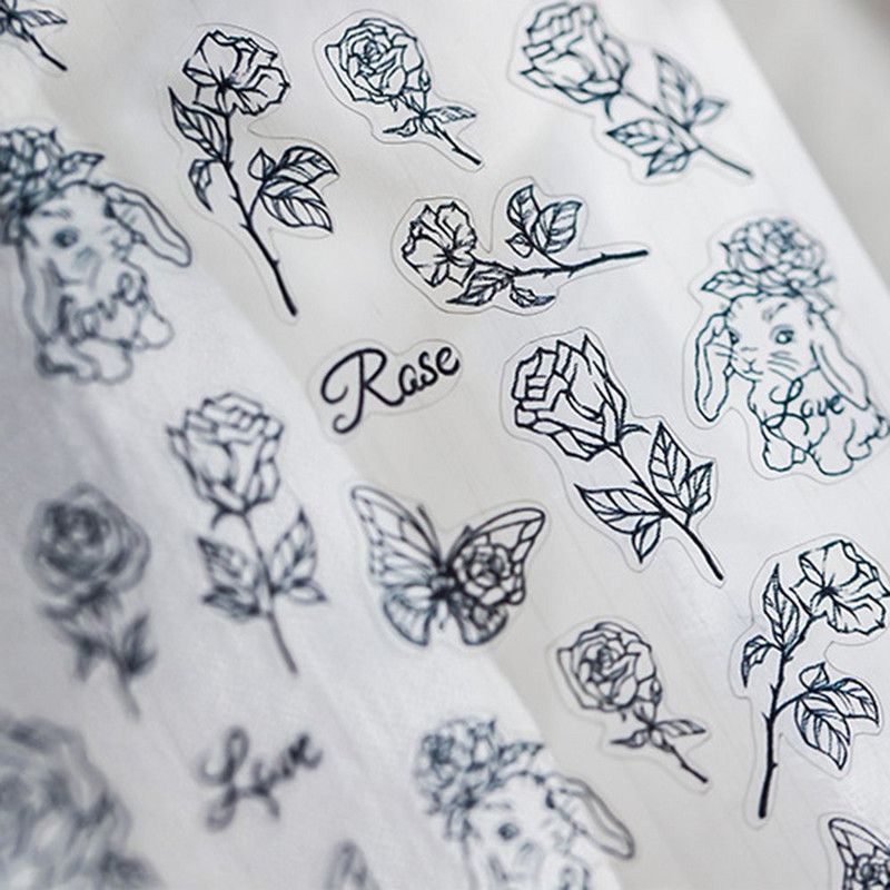 Izvrsna aplikacija, zec, leptir, naljepnica za nokte, ruža, naljepnice za nokte, dodaci za manikuru DIY ukrasi za nokte