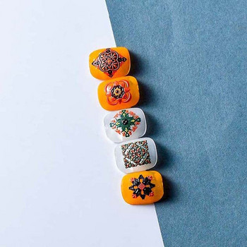 Етнически стил 5D релеф Кариран модел Бохемски стикери за нокти Аксесоари за маникюр Ваденки за нокти Декорации за изкуство за нокти