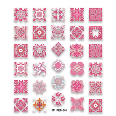 Etnički stil 5D reljefni karirani uzorak Bohemia Naljepnice za nokte Dodaci za manikuru Naljepnice za nokte Ukrasi za nokte