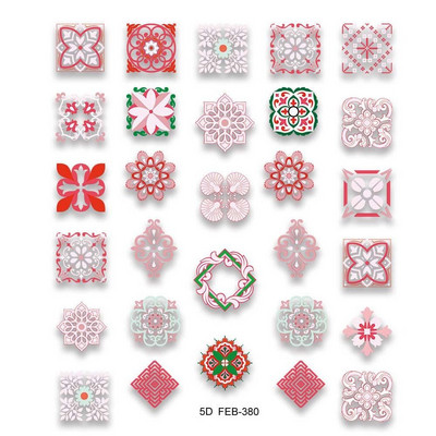 Etnički stil 5D reljefni karirani uzorak Bohemia Naljepnice za nokte Dodaci za manikuru Naljepnice za nokte Ukrasi za nokte