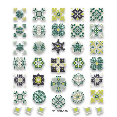 Etnički stil 5D reljefni karirani uzorak Bohemia Naljepnice za nokte Dodaci za manikuru Naljepnice za nokte Ukrasi za nokte