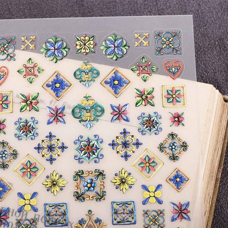 Etnički stil 5D reljefni karirani uzorak Bohemia Naljepnice za nokte Dodaci za manikuru Naljepnice za nokte Ukrasi za nokte