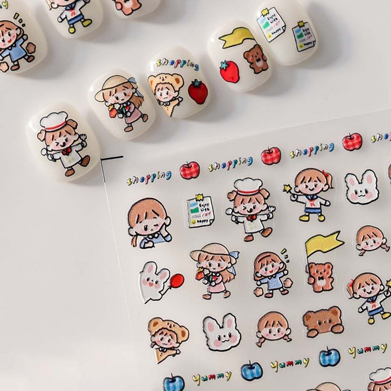 Aksesuarai Panda Bear Cat Nagų dailės puošmenos Karikatūros Nagų lipdukai Gėlės Nagų lipdukai Gyvūnai Nagų lipdukai