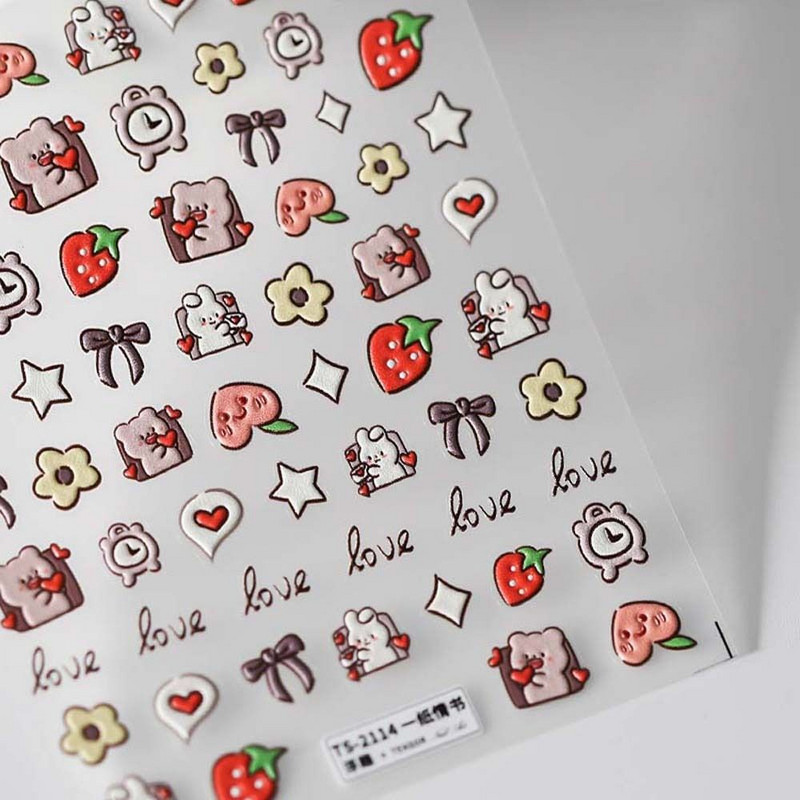 Aksesuarai Panda Bear Cat Nagų dailės puošmenos Karikatūros Nagų lipdukai Gėlės Nagų lipdukai Gyvūnai Nagų lipdukai