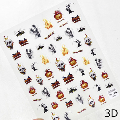 Πολύχρωμο αποκριάτικο χορευτικό μουσικό όργανο μεταμφιέσεων Skull Red Lips Tie 5D ανάγλυφο αυτοκόλλητο αυτοκόλλητο νυχιών 3D χαλκομανίες