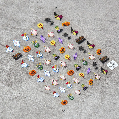 Πολύχρωμο αποκριάτικο χορευτικό μουσικό όργανο μεταμφιέσεων Skull Red Lips Tie 5D ανάγλυφο αυτοκόλλητο αυτοκόλλητο νυχιών 3D χαλκομανίες