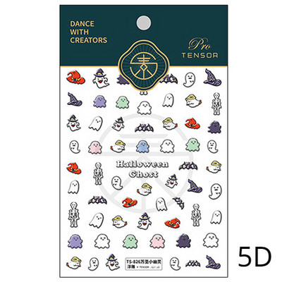 Πολύχρωμο αποκριάτικο χορευτικό μουσικό όργανο μεταμφιέσεων Skull Red Lips Tie 5D ανάγλυφο αυτοκόλλητο αυτοκόλλητο νυχιών 3D χαλκομανίες