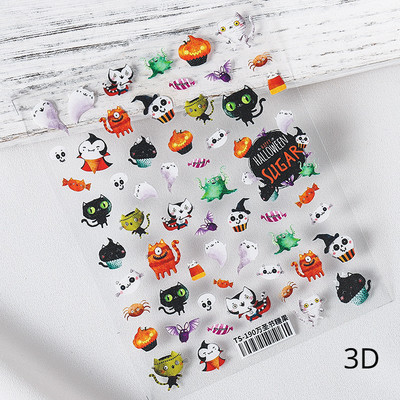 Πολύχρωμο αποκριάτικο χορευτικό μουσικό όργανο μεταμφιέσεων Skull Red Lips Tie 5D ανάγλυφο αυτοκόλλητο αυτοκόλλητο νυχιών 3D χαλκομανίες