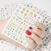 1 vnt. Praturtėkite Naujųjų metų nagų lipdukas, auksiniai / sidabriniai pinigų drakono simbolių slankikliai, 3D lipnūs manikiūro lipdukai dekoro priedai