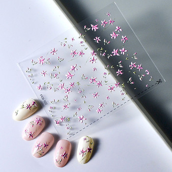Fresh Spring Summer Dressy Rose Red Little Flower 5D Soft Embossed Relief Self Adhesive Nail Art Stickers Manicure Decals Woman