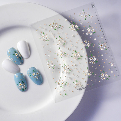 Lijepi mini cvijet 5D mekani reljefi Samoljepljiva naljepnica za nail art Svježe naljepnice za ljetnu manikuru Dekoracija Manikura za nokte