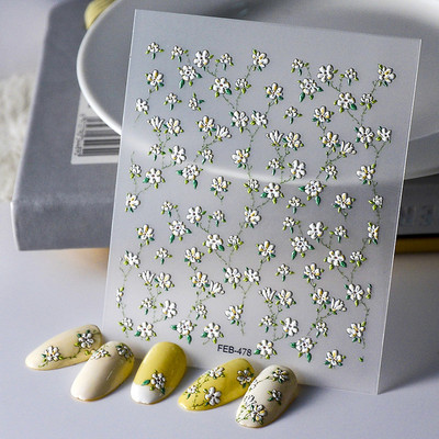 Lijepi mini cvijet 5D mekani reljefi Samoljepljiva naljepnica za nail art Svježe naljepnice za ljetnu manikuru Dekoracija Manikura za nokte