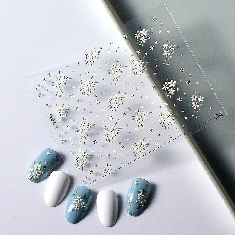 Lijepi mini cvijet 5D mekani reljefi Samoljepljiva naljepnica za nail art Svježe naljepnice za ljetnu manikuru Dekoracija Manikura za nokte