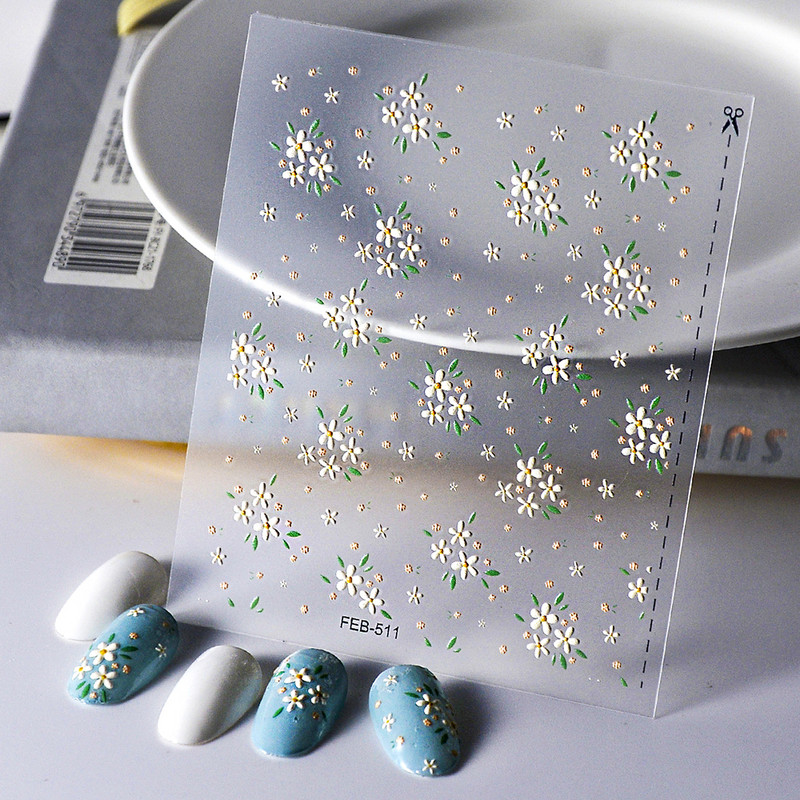 Lijepi mini cvijet 5D mekani reljefi Samoljepljiva naljepnica za nail art Svježe naljepnice za ljetnu manikuru Dekoracija Manikura za nokte