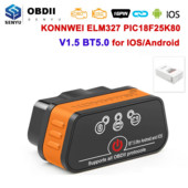 Konnwei ELM327 V1.5 Bluetooth 5.0 ELM 327 V 1 5 OBD2 skaitytuvas Automobilių diagnostikos įrankiai ODB2 OBD 2 kodų skaitytuvas pk Vgate iCar2