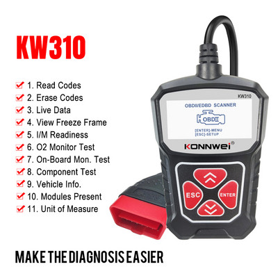 Konnwei ELM327 V1.5 Bluetooth 5.0 ELM 327 V 1 5 OBD2 skaitytuvas Automobilių diagnostikos įrankiai ODB2 OBD 2 kodų skaitytuvas pk Vgate iCar2