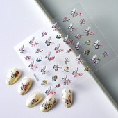 Elav liblikõieline roosiõis virsikuõis kelluke lill liilia päevalill 5D pehme reljeefne reljeefne küünekunsti kleebis 3D kleebis