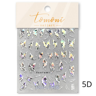 Elav liblikõieline roosiõis virsikuõis kelluke lill liilia päevalill 5D pehme reljeefne reljeefne küünekunsti kleebis 3D kleebis