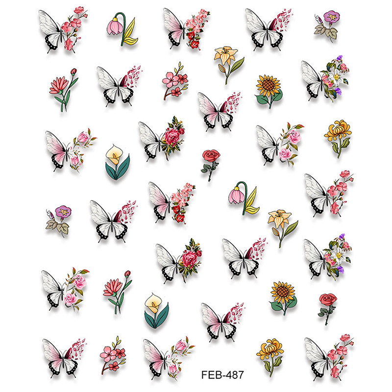 Elav liblikõieline roosiõis virsikuõis kelluke lill liilia päevalill 5D pehme reljeefne reljeefne küünekunsti kleebis 3D kleebis