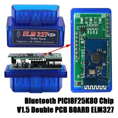 ELM327 V1.5 Bluetooth 2Layer Hardware V1.5 čip PIC18F25K80 za Android/IOS OBD 2 OBD2 skener Auto Auto Diagnostic Tools