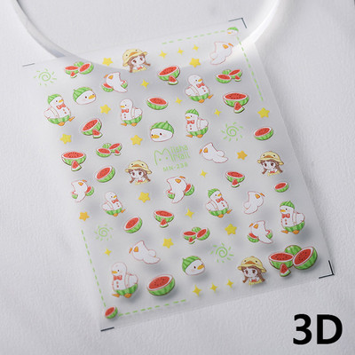 Καλοκαιρινό φρέσκο ζωηρό φρούτο πράσινο λεμόνι ροδάκινο καρπούζι με βατόμουρο φράουλα 3D διακοσμητικό αυτοκόλλητο νυχιών 5D μαλακά ανάγλυφα αυτοκόλλητα